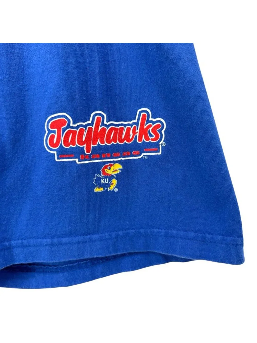 Vintage KU Kansas Jayhawks Mens Large Shorts True Fan Sportswear Blue Graphic